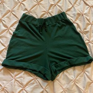 PLT Green Knit Athletic-style Shorts